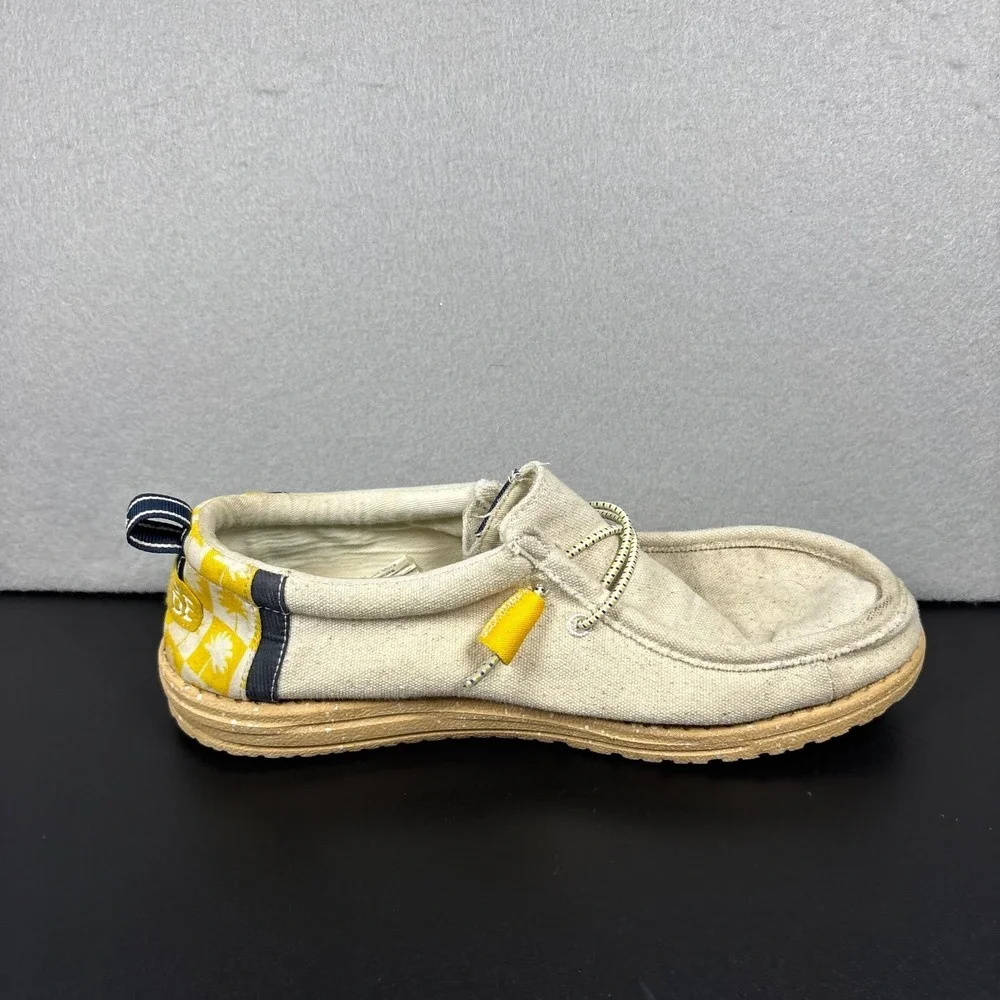 HeyDude x Corona Wally Mens Size 10 Natural White Canvas Slip On Casual Shoes